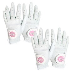 YAMAMOTO 鉄心 女款優質羊皮透氣孔高爾夫手套 雙手用, 白色