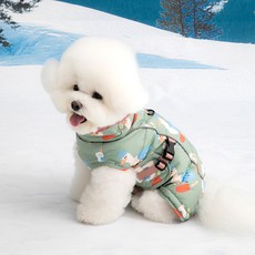 바잇미 강아지 2025 더블히트 갈매기 패턴 하네스 패딩, 세이지그린, 1개