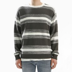 男士混色條紋寬鬆針織衫 T2742