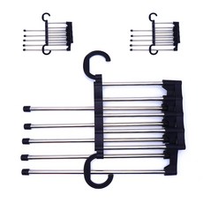 不鏽鋼5層省空間褲架, 黑色, 3個