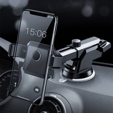 청파모터스 車用黏貼式智慧型手機支架 吸盤式, 黑色, 1個