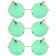 파티공구 칼라 원형 안경, 그린, 3개