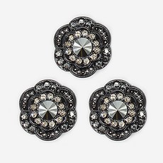 水鑽寶石鈕扣 櫻花 21mm, 3個, 灰黑色