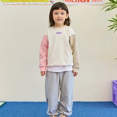 Uravi 兒童Jibid寬袖棉質長袖大學T + Eplle鬆緊帶束口褲套裝