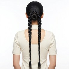 Alleophom 女性用綁帶式編織馬尾假髮 65cm, 棕黑色, 2個