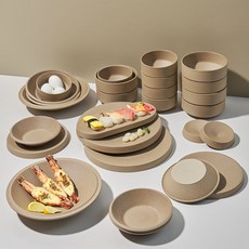 라씨에뜨 딜로 6인 홈세트 9p, 어텀브라운, 공기 6p + 대접 6p + 찬기소 4p + 찬기대 2p + 원형접시소 2p + 원형접시대 2p + 직사각접시 + 다용도볼 2p + 소스볼 2p, 1세트