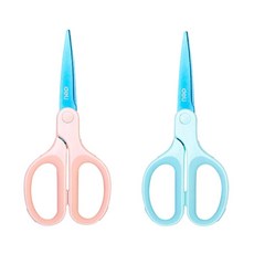 델리 티타늄 파스텔 투톤 그립 다용도 문구 가위 세트 77750, 핑크, 블루, 1세트