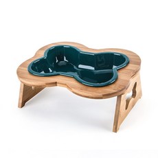 요기쏘 반려동물 빅 세라믹 원목 식기, 그린, 1개