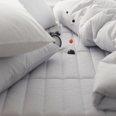 BasicTone 高密度 純棉 60支 加大尺寸 鬆緊帶固定式 睡墊, 亮灰色