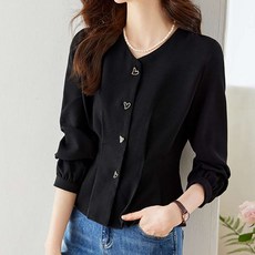 Chichills Ellabin 心形鈕扣V領襯衫 12199