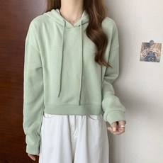 안다로미 크롭 심플 후드티