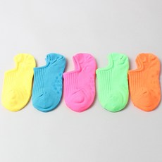 Kids FUTURE 兒童螢光羅紋船型襪 5雙