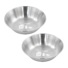 白色米飛兔不鏽鋼圓形碗 中 158mm, 混色, 2個