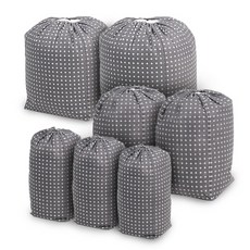 OLIVING 方底棉被收納束口袋組 M 3入+L 2入+XL 2入, 灰色, 1組