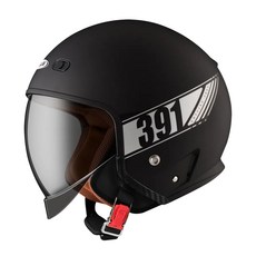 ZEUS HELMET 瑞獅 素色版復古安全帽內崁式遮陽鏡片款 ZS-391(A29), 消光黑