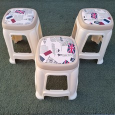 유럽풍 인테리어 사각방석의자 특대 3p, 아이보리, 3개