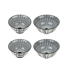 O'chairs 波蘭黑線陶瓷碗 2入+大碗 2入組合, 混色, 飯碗 2入+大碗 2入
