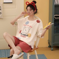 JUNIDAY 女童泡泡熊家居服上裝和下裝套裝