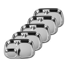 基本不銹鋼 3 碗心形小吃盤 5p, 單色