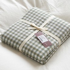 마켓에이 체크패턴 순면 이불커버, 스몰그린