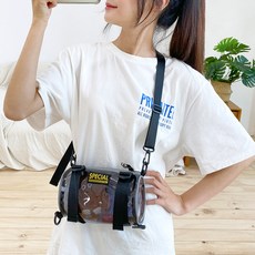 FROM HEAVEN PVC扣帶式圓筒形斜背包 H747, 黑色的