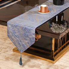 經典彩色大理石桌巾, 藍色, 33 x 210 厘米