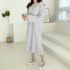 saystyle 女款半高領寬鬆長版連身裙, 黑色