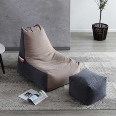 모먼트 빈백 리클라이너 싱글 백 + 정사각형 발판 40 x 40 x 30 cm 세트, 브라운(싱글백)