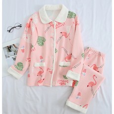 Estella可愛鈕扣花朵孕婦睡衣上下套裝