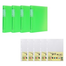 에코청운 링클리어파일 A4 20매 x 4p + 리필 속지 0.8mm 100매 세트, 녹색, 1세트