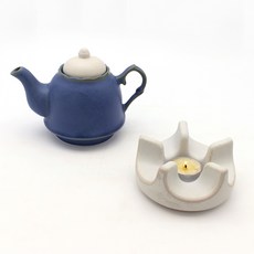 Dalsogeum 韓國產陶瓷霧面茶壺迷你保溫座組, 1套, 鋼藍色
