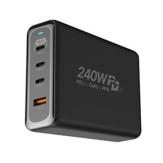 UM2 240W GaN2 PD 接地型 4埠高速充電器, 1個, 黑色