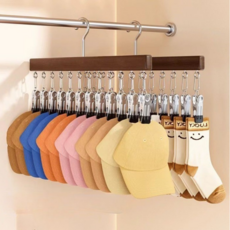 SJ 多用途原木12夾式衣架, 深木色, 2個