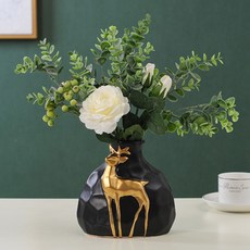JHCompany純色金色鹿花瓶 S, 黑色的