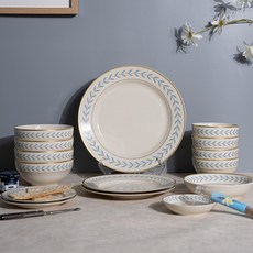 Syracuse CHINA 月桂葉 4人韓式餐具組 15入, 藍色月桂葉, 1套, 韓式餐具15件