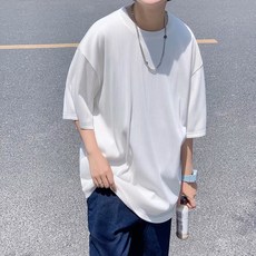 남성용 DM 여름 무지 반팔 티셔츠