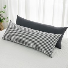 SCOHOme 長條抱枕枕套 2入, 炭灰色, 格紋炭灰