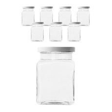 方形香草地毯玻璃瓶 白蓋, 8入, 200毫升