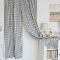 ANDCOTTON 空間分隔 門簾 遮擋簾 窗簾 粉彩格紋, 灰色