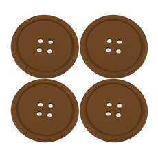 方便清洗的軟Q超大杯墊 4入, 棕色