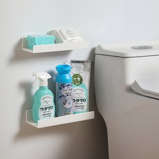 MONACO OLIVE 免鑽孔一字層架, 白色, 2個