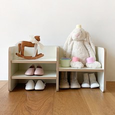 심플룸 라디 현관 아기 슈벤치 신발장, 크림, 3단