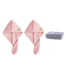 柔軟乾髮巾 SG38 2入 + 洗臉毛巾組, 類型4, 1套