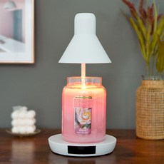 YANKEE CANDLE 遙控蠟燭加熱燈+蠟燭 L號+燈泡組 2入, 白色(蠟燭加熱燈)+Fresh Cut Roses(蠟燭)