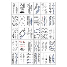 LOVISH TATTOOS 感性刺青彩繪文字貼紙 30款組合, 1組, 混色