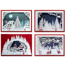 2500 聖誕節雷射立體卡片 4款組 A25, A25-7, A25-8, A25-9, A25-10, 1套