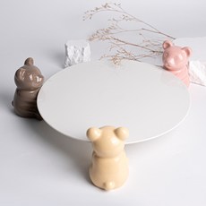 小熊蛋糕架 底座 圓形 3號 + 小熊 3款 套組, 混合顏色, 1套
