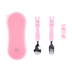 LILFANT 矽膠湯匙叉子組 LF7004, 雪兔, 湯匙+叉子, 1套