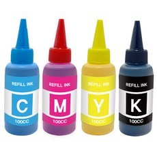 Fullcolors 全彩 Canon HP Samsung Epson Brother 全型號相容墨水 100ml x 4色套組, 青色, 洋紅色, 黃色, 黑色, 1套