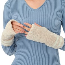 LUMASS JECO 線條暖手套 超細纖維手腕套, 米色, 2套